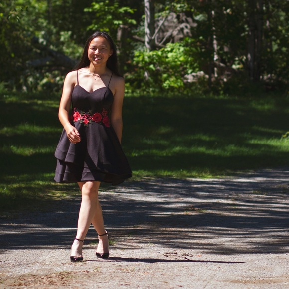 Worn Once! LBD w/ Rose Lace Detail - Picture 2 of 7
